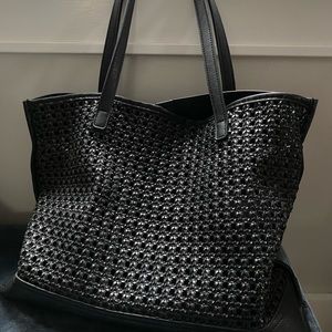 Anthropologie Black Woven Tote Bag
